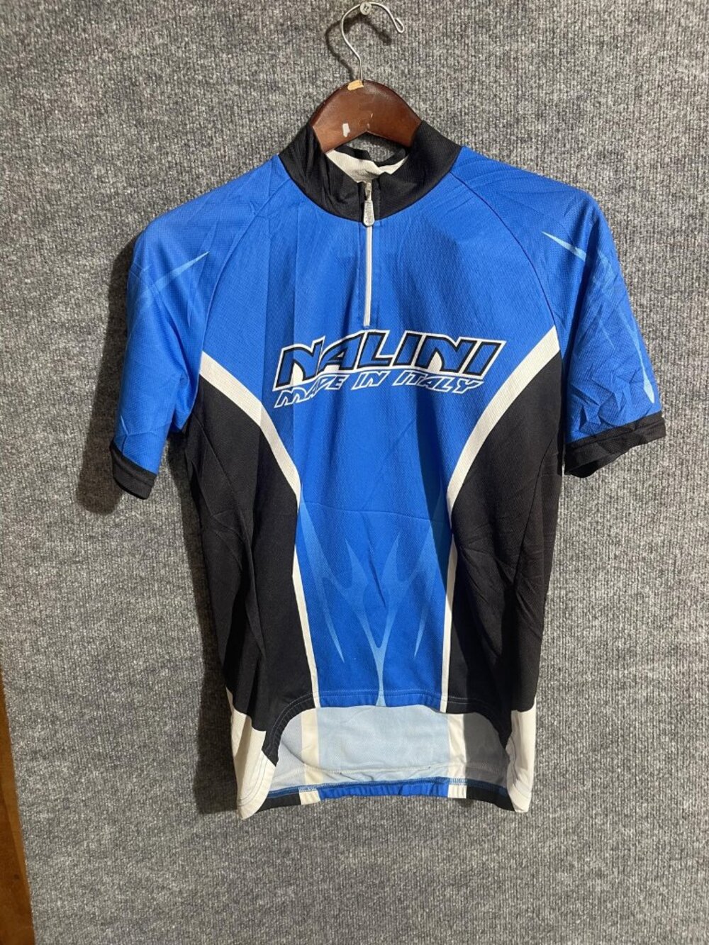 Nalini Cycling Jersey Mens Small Blue Black Short Sleeve 1/4 Zip Made In Italy
